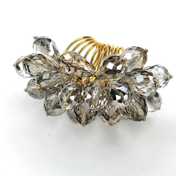 Swaroski Crystal Ring Flamboyant Unique Crystal Bicone Beaded Cluster Ring - Picture 12 of 13